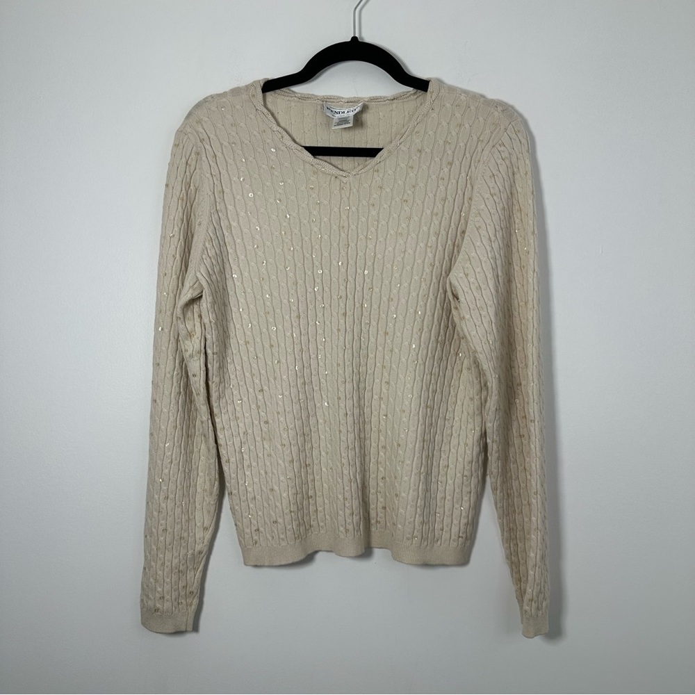 Vintage Pendleton Women’s Silk Cashmere Blend Sequin Beige Cardigan Size M